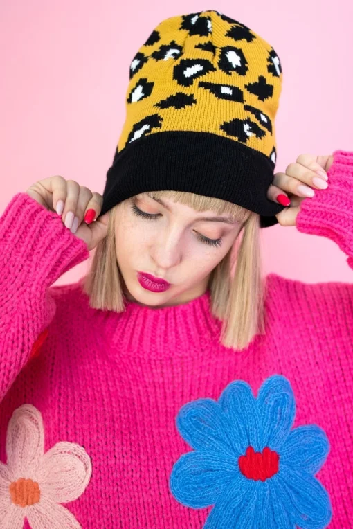 Dámská čepice 23903 Hipster Panther - leopardí vzor