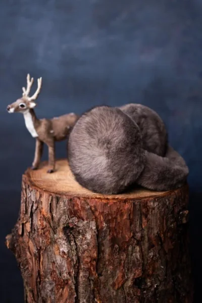 Kožešinové klapky na uši 25239 - Hnědá