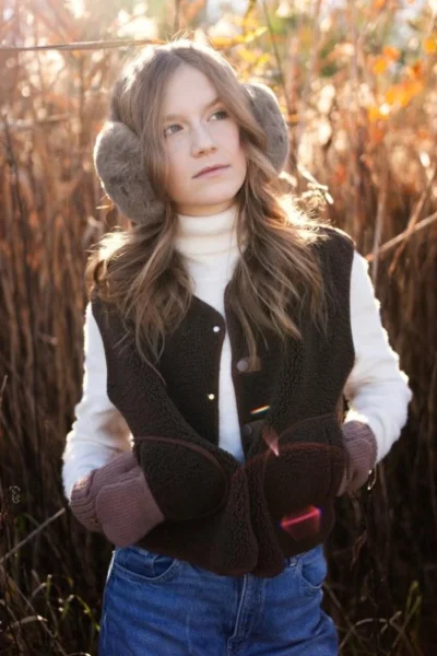 Kožešinové klapky na uši 25239 - Šedá