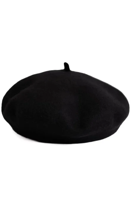 Pletený baret 25113 Finest - merino - Čierna