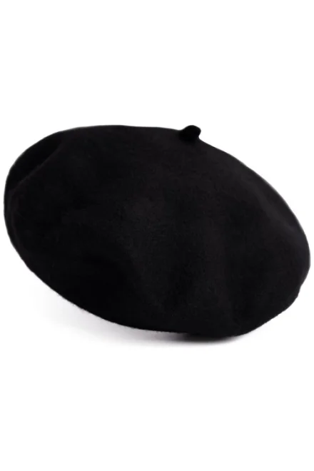 Pletený baret 25113 Finest - merino - Čierna