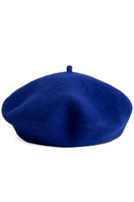 Pletený baret 25113 Finest - merino - Modrá