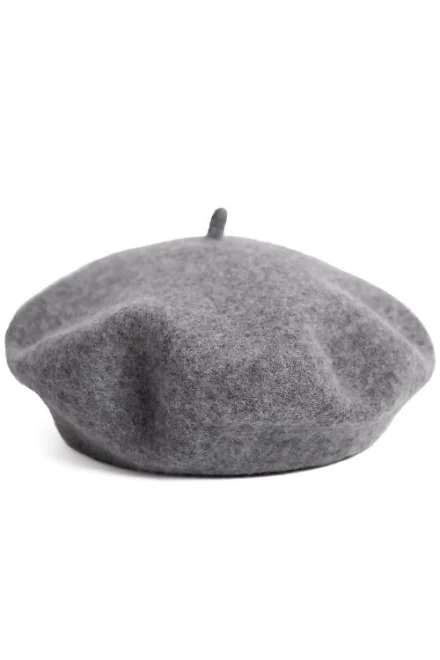 Pletený baret 25113 Finest - merino - Tmavosivá
