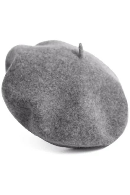 Pletený baret 25113 Finest - merino - Tmavosivá