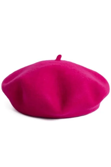 Pletený baret 25113 Finest - merino - Fuksiová
