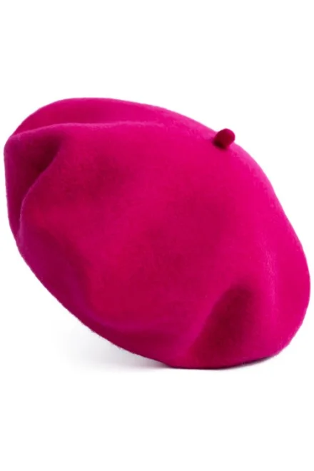 Pletený baret 25113 Finest - merino - Fuksiová