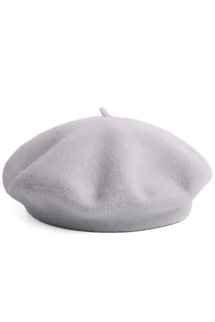 Pletený baret 25113 Finest - merino - Svetlosivá