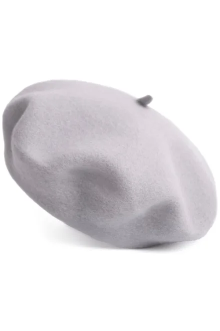 Pletený baret 25113 Finest - merino - Svetlosivá