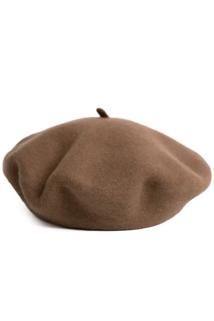 Pletený baret 25113 Finest - merino - Svetlohnedá
