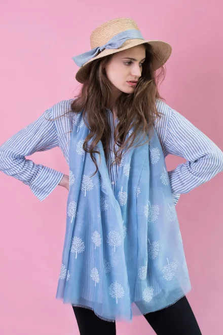 Plážová šála 21279 Gentle Leaf - Modrá