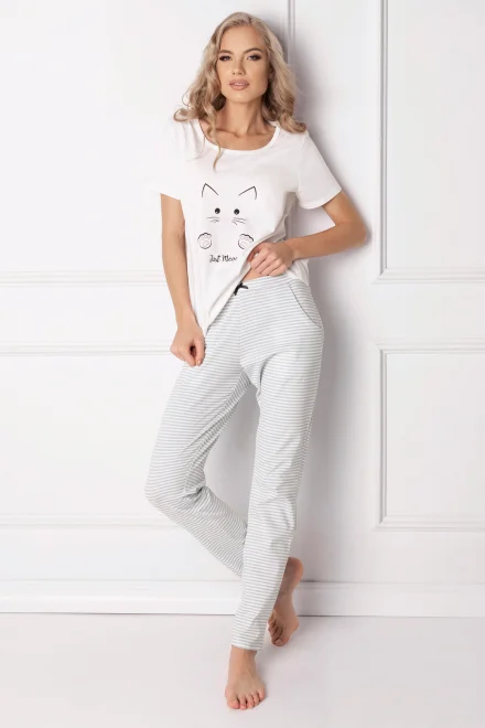 Dámské pyžamo Catwoman Long White SL - Bílá