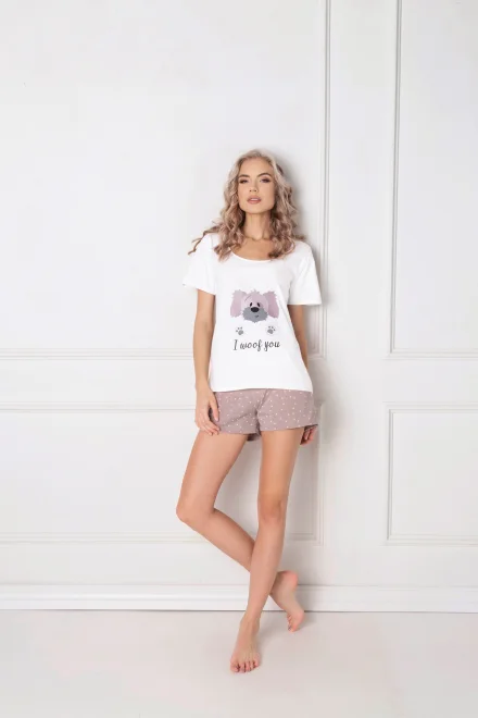 Dámské pyžamo Woof Short SS - Ecru