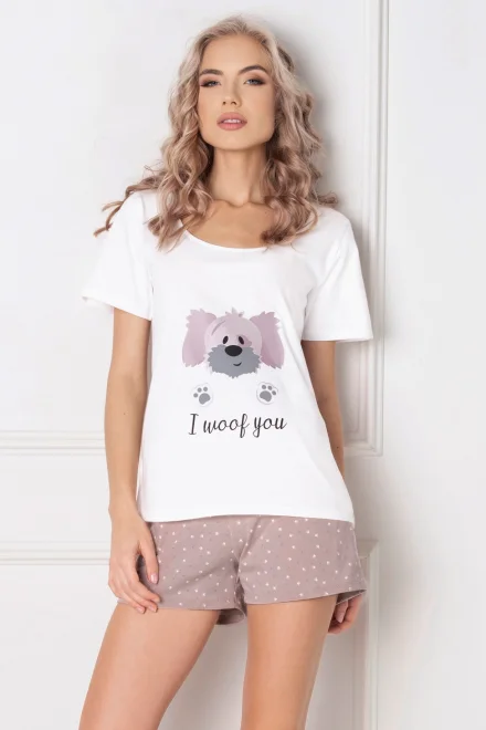 Dámské pyžamo Woof Short SS - Ecru