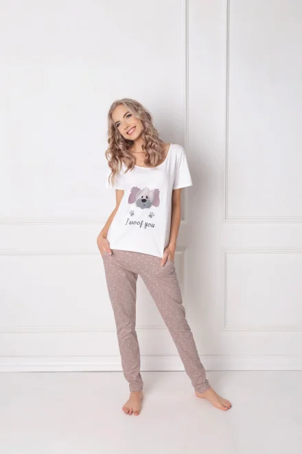 Dámské pyžamo Woof Long SL - Ecru