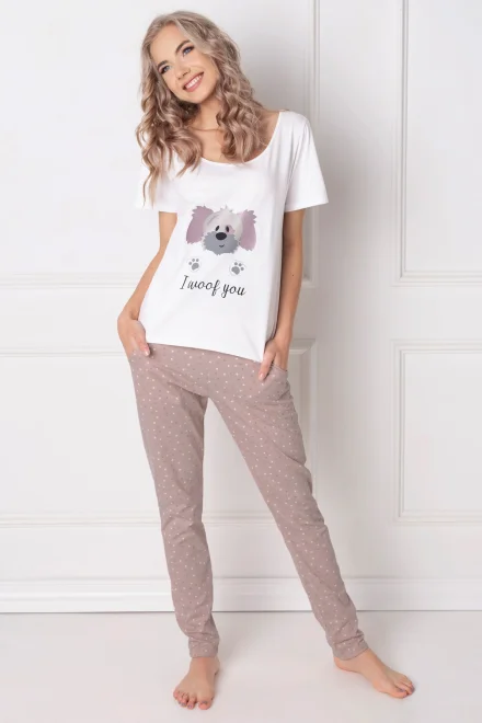 Dámské pyžamo Woof Long SL - Ecru
