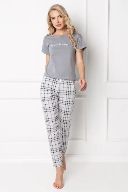 Dámské pyžamo Belle Long Grey SL - Šedá