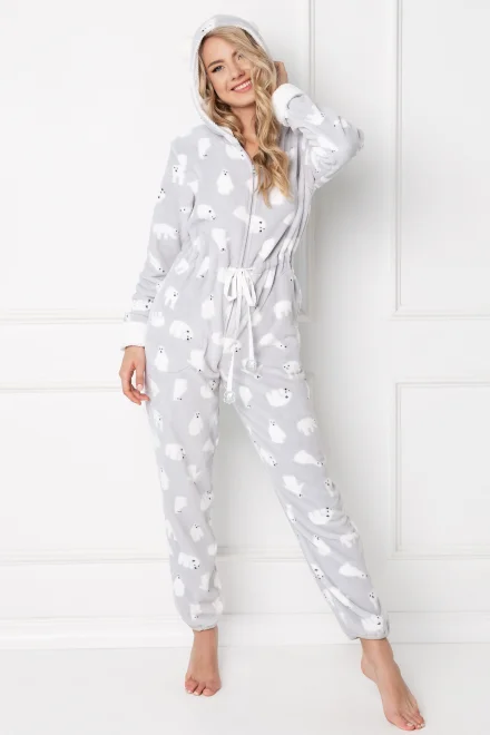 Overal s ušima Polar Bear Onesie Grey - Šedá