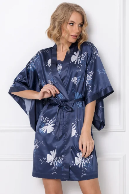 Dámský župan Whiley - Kimono střih - Tmavě modrá