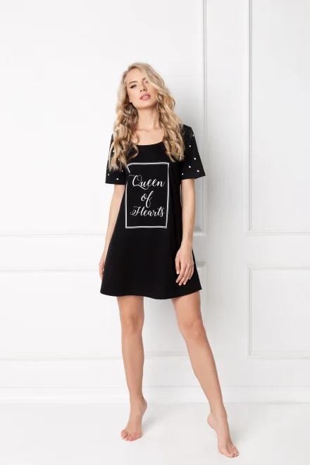 Noční košilka Hearty Black - Černá