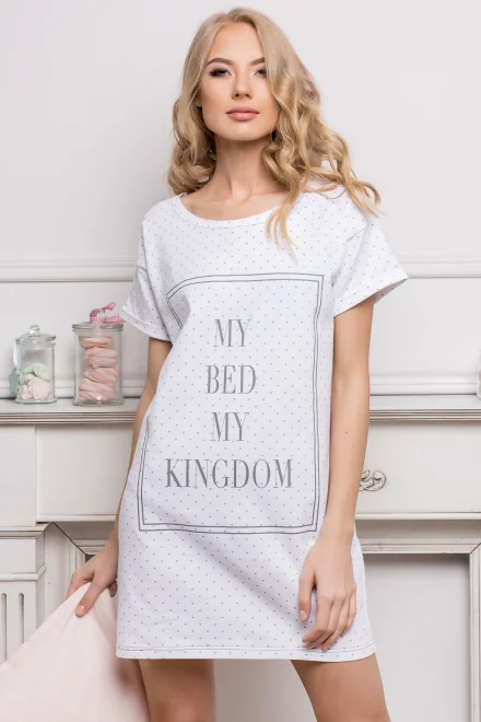 Noční košilka Kingdom Dots White - Bílá