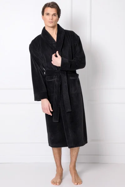 Pánský župan Fernand - bez kapuce - Černá