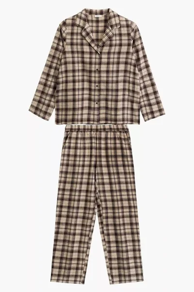 Dámské pyžamo NLP-505 - Flanel - Hnědá