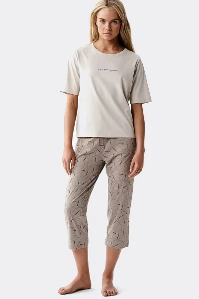 Dámské pyžamo NLP-509 - bavlna - Světle béžová