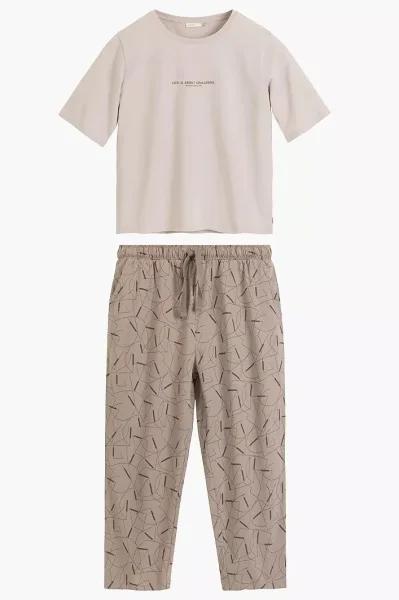 Dámské pyžamo NLP-509 - bavlna - Světle béžová