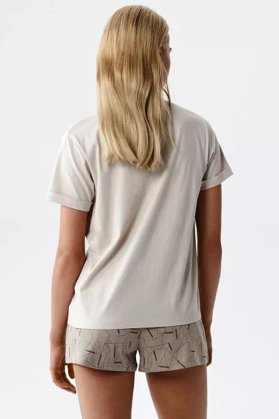 Dámské pyžamo NLP-508 - bavlna - Světle béžová