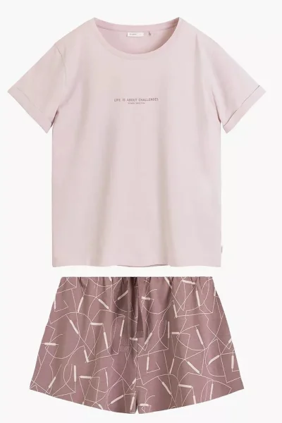 Dámské pyžamo NLP-508 - bavlna - Starorůžová