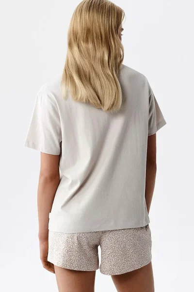 Dámské pyžamo NMP-507 - bavlna - Béžovo-růžová