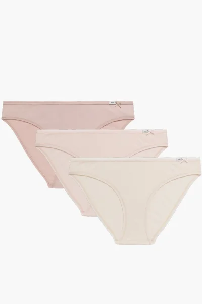 3PACK kalhotky 3CLP-001 - bikiny - Béžovo-růžová