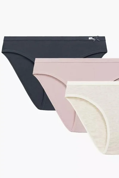 3 PACK kalhotky 3CLP-002 - bavlna - Šedo-ružová