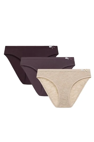 3 PACK kalhotky 3CLP-002 - bavlna - Fialovo-béžová