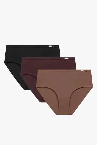 3 PACK kalhotky 3CLP-004B - bavlna - Hnědo-černá