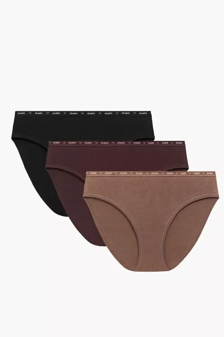 3 PACK kalhotky 3CLP-010B - bavlna - Hnědo-černá