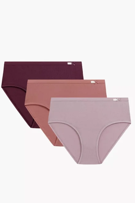 3 PACK nohavičky 3CLP-004 - vyšší bok - Vínovo-červená