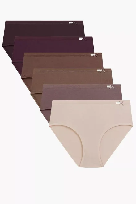 6 PACK kalhotky 6CLP-004 - vyšší bok - Vínově-červená
