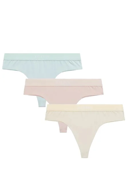 3 PACK tanga 3CLP-013 - Světle modrá