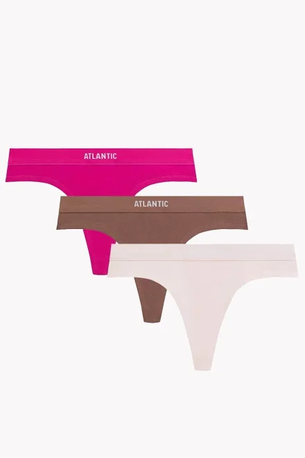 3 PACK tanga 3CLP-013 - bavlna - Růžová