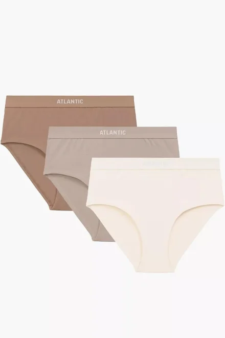 3 PACK kalhotky 3CLP-009B - vyšší pas - Béžová-ecru