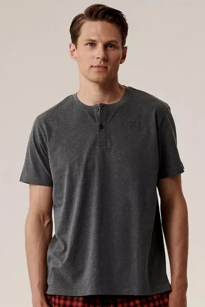 Pánské pyžamo NMP-397 - bavlna - Šedo-červená