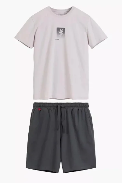 Pánské pyžamo NMP-398 - bavlna - Fialovo-šedá