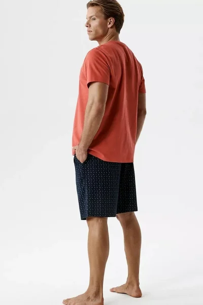 Pánské pyžamo NMP-400 - bavlna - Červeno-tmavěmodrá