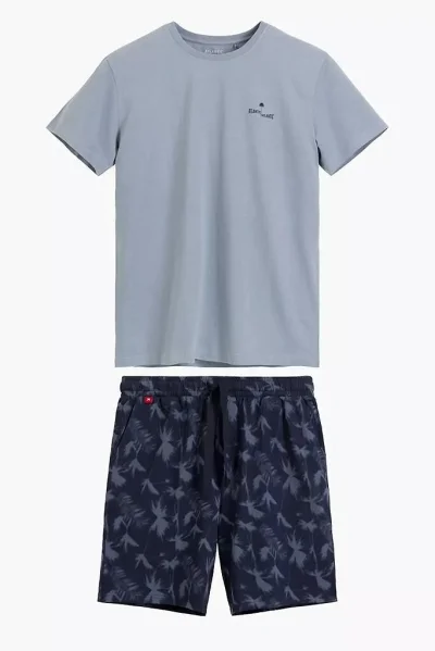 Pánské pyžamo NMP-399 - bavlna - Světlemodrá-tmavěmodrá