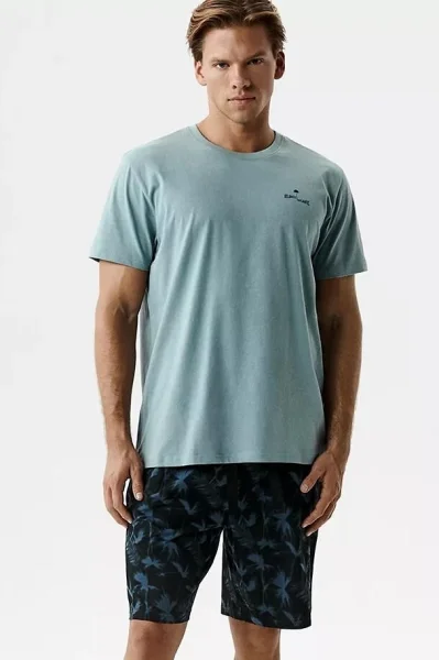 Pánské pyžamo NMP-399 - bavlna - Mátovo-tmavěmodrá