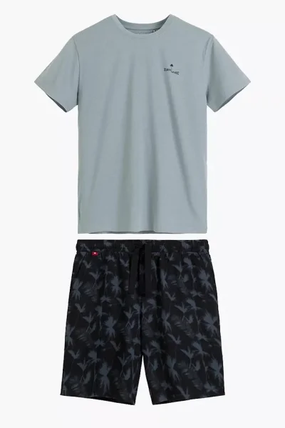 Pánské pyžamo NMP-399 - bavlna - Mátovo-tmavěmodrá