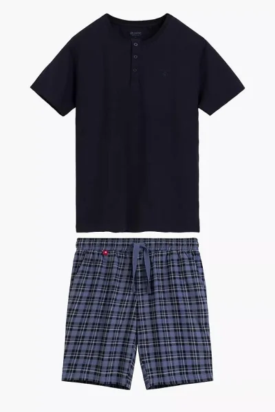 Pánské pyžamo NMP-401 - bavlna - Tmavěmodrá-modrá