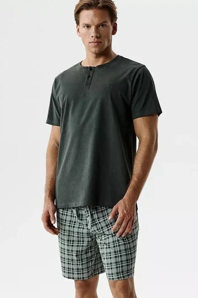 Pánské pyžamo NMP-401 - bavlna - Khaki