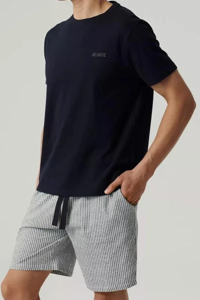 Pánské pyžamo NMP-381 - Šedo-tmavěmodrá